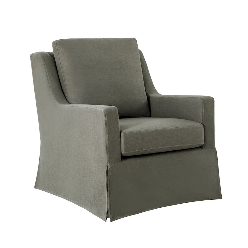 Farmhouse Slipcover Gliding Swivel Accent Chair