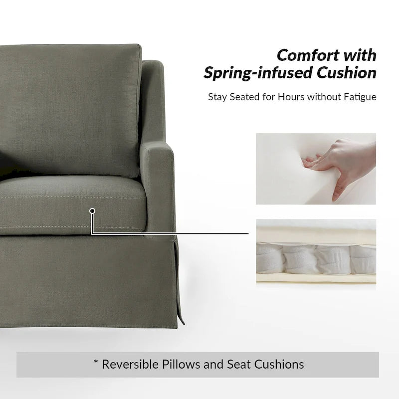 Farmhouse Slipcover Gliding Swivel Accent Chair