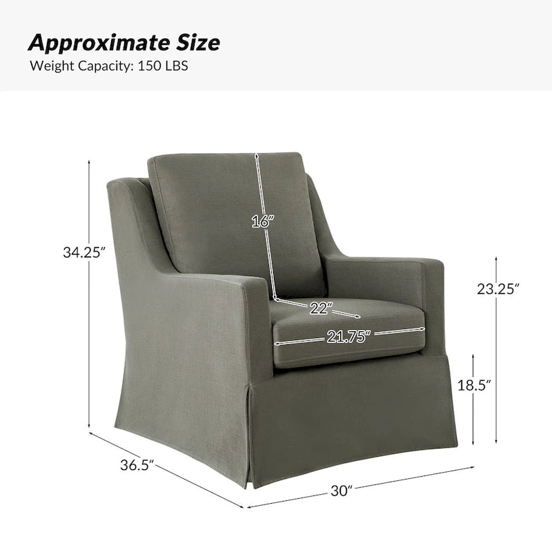 Farmhouse Slipcover Gliding Swivel Accent Chair