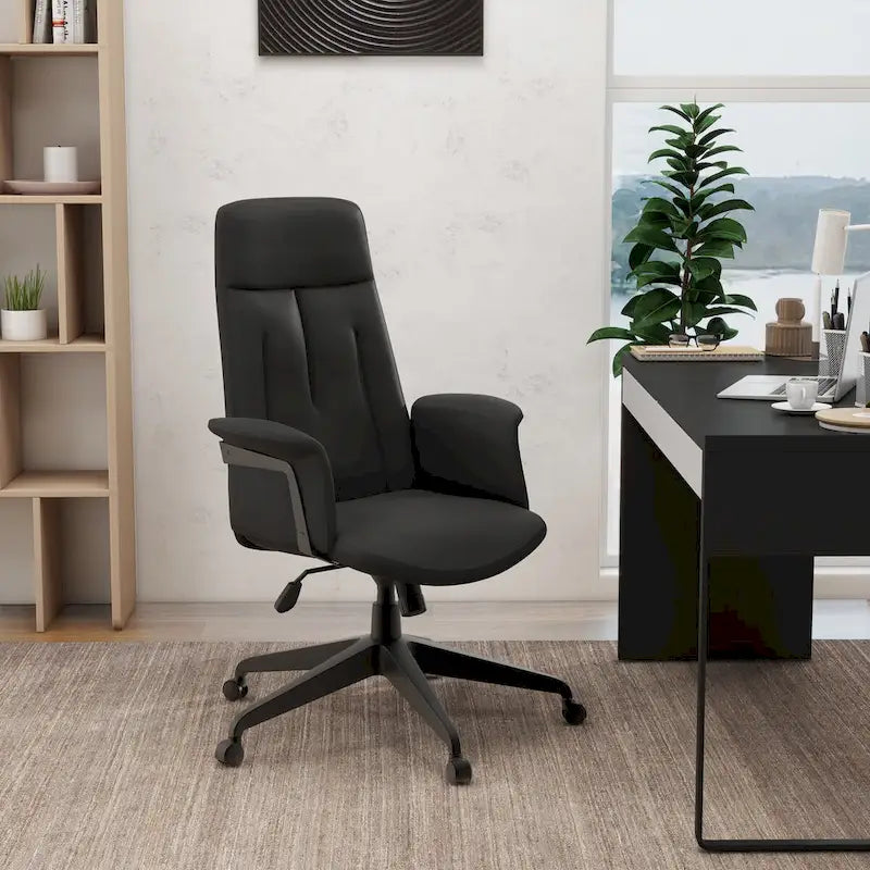 High-Back PU Leather Ergonomic Office Chair with Lumbar Support and Swivel