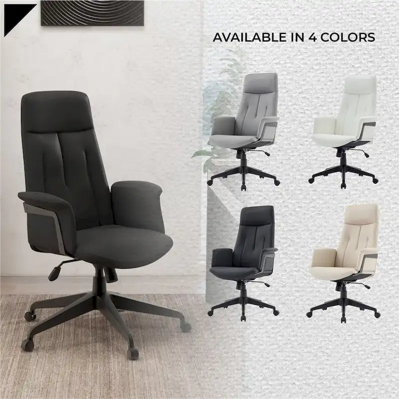 High-Back PU Leather Ergonomic Office Chair with Lumbar Support and Swivel