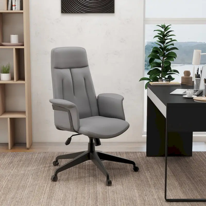 High-Back PU Leather Ergonomic Office Chair with Lumbar Support and Swivel