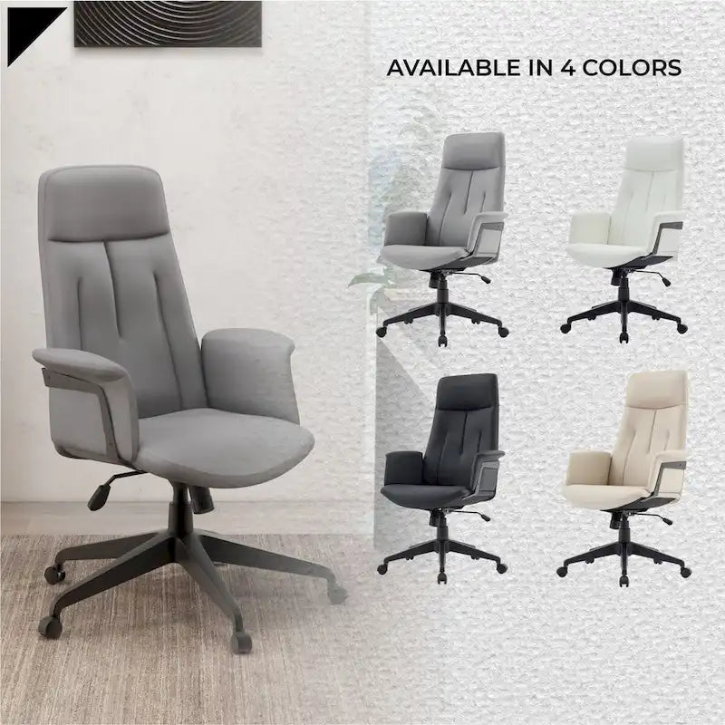 High-Back PU Leather Ergonomic Office Chair with Lumbar Support and Swivel