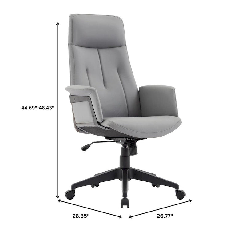 High-Back PU Leather Ergonomic Office Chair with Lumbar Support and Swivel