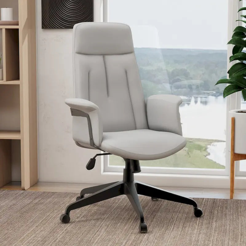 High-Back PU Leather Ergonomic Office Chair with Lumbar Support and Swivel