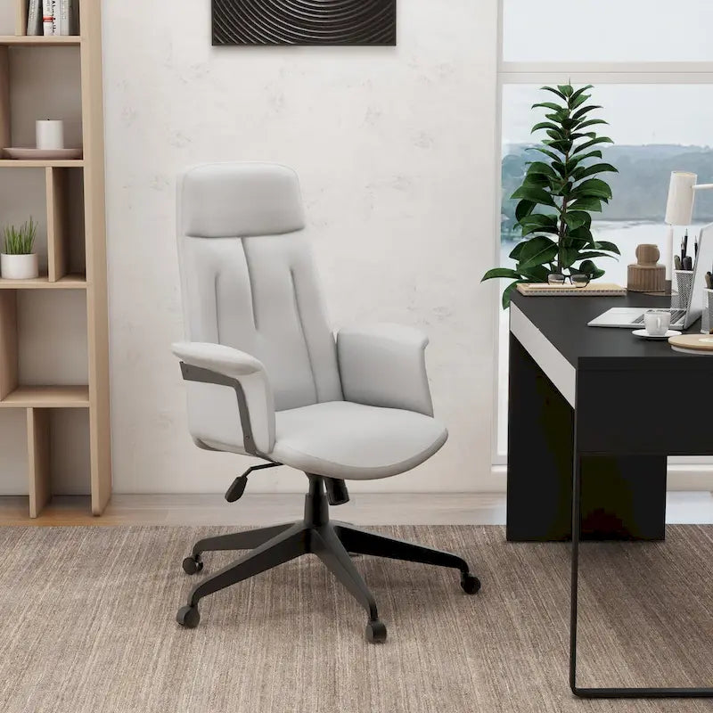 High-Back PU Leather Ergonomic Office Chair with Lumbar Support and Swivel