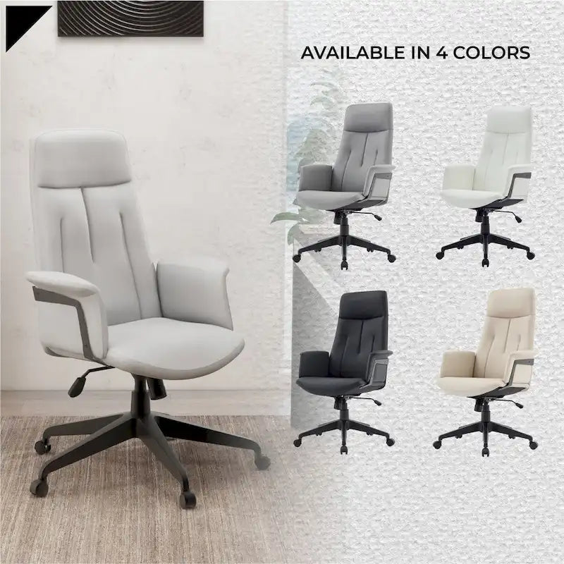 High-Back PU Leather Ergonomic Office Chair with Lumbar Support and Swivel