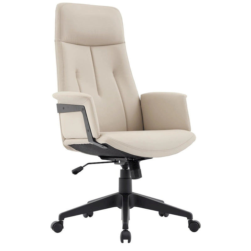High-Back PU Leather Ergonomic Office Chair with Lumbar Support and Swivel