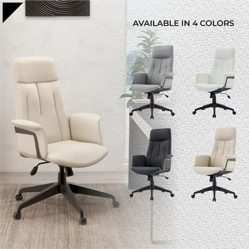 High-Back PU Leather Ergonomic Office Chair with Lumbar Support and Swivel