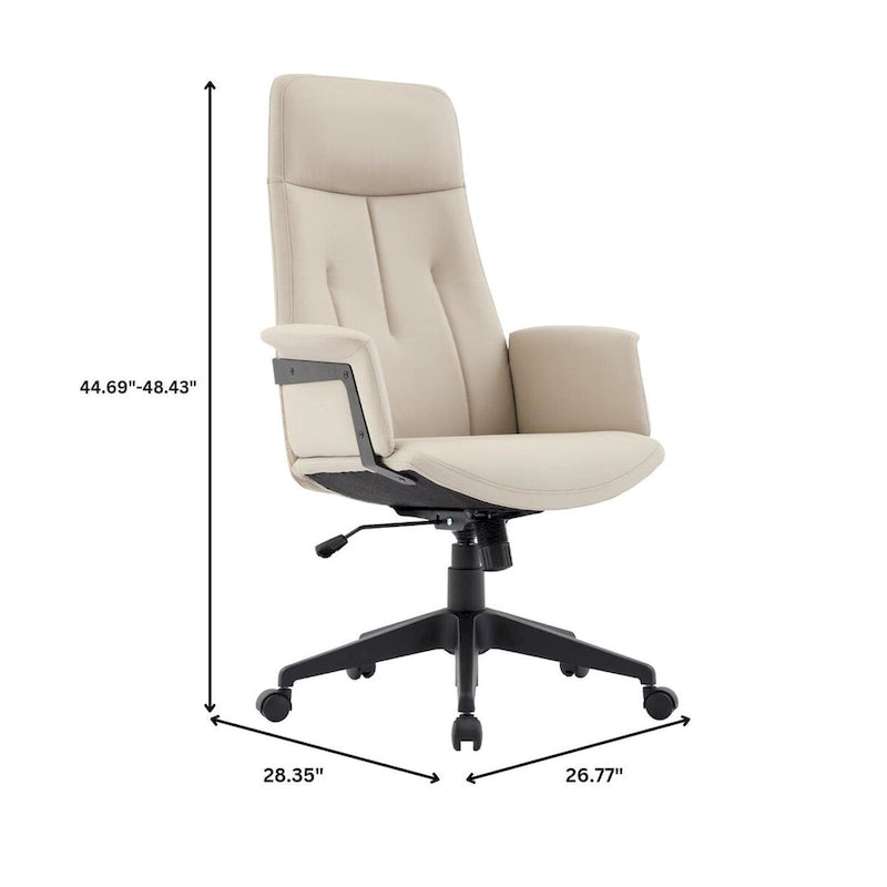 High-Back PU Leather Ergonomic Office Chair with Lumbar Support and Swivel